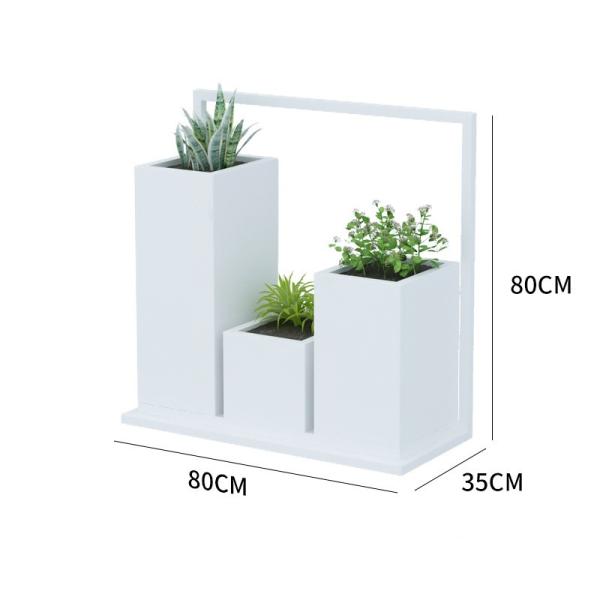 Garden white large outdoor flower pots stand and planters set