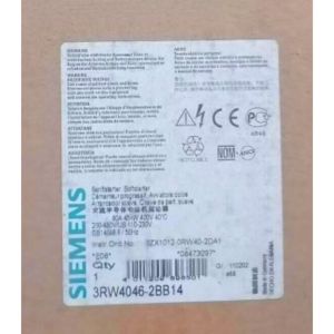 Quality SIEMENS 3RW4046-2BB14 SIRIUS SOFT STARTER S3 80 A, 45 KW/400 V, 40 °C 200-480 V AC, 110-230 V AC/DC SPRING-TYPE for sale