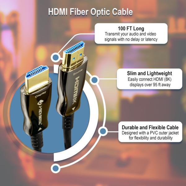 "Ultra-High-Speed HDMI Fiber Optic Cable | 4K/8K Transmission, Zero Latency"