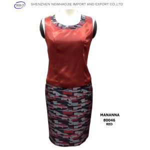 MANANNA New Three-Piece Ladies Skirt Suit red/black
