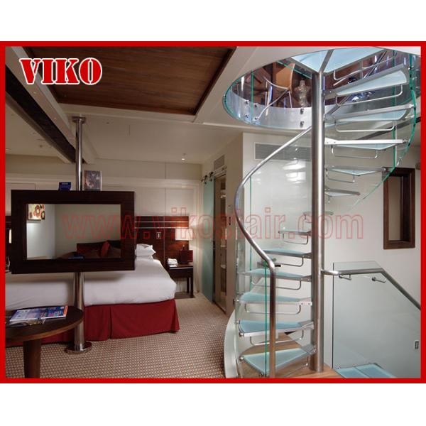 Spiral Staircase VH23S Tread Tempered glass 304 Stainless Steel Stainless Steel Stair Handrail Railing Glass