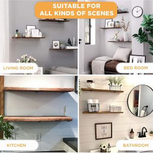 17 Inch Heavy Duty Floating Shelf Bracket Black Metal L Brackets Concealed