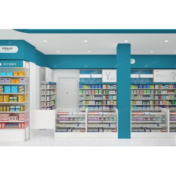 04-XDZYS002 Drugstore Store Showcase Pharmacy Rack Shelf Medicine Shop Design For Pharmacy Design Layout
