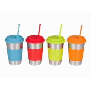 Eco Friendly Folding Silicone Reusable Drinking Straws With Cleaning Brushes