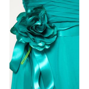 Sweetheart Polyester Strapless Evening Dresses With Delicate Flower