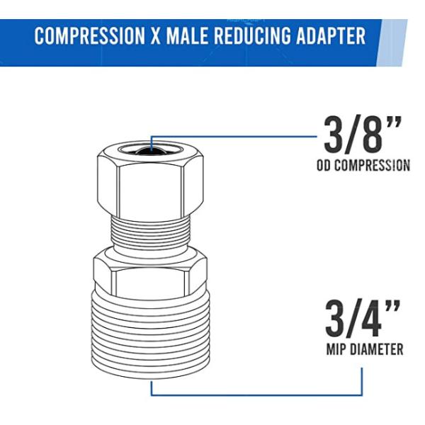 3/8" OD COMP X 3/4" MIP Lead Free Brass Compression Fitting