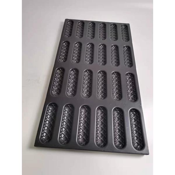 24 Cavity PTFE Oval Shaped Waffle Hot Dog Mold Pan