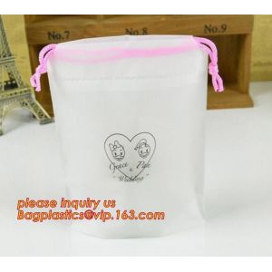 Biodegradable Cotton string LDPE plastic laundry bag custom poly bag drawstring