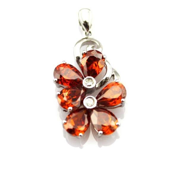 18K Gold Plated Sterling Silver Jewelry Yellow Cubic Zircon Flower Pendant ( P39)