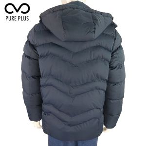 Durable Windproof Mens Blue Padded Jacket With Detachable Hoody