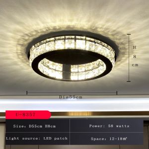 Modern Living Room Lamp Dining Room Led Ceiling Lamp Black Round Crystal Lamp(WH