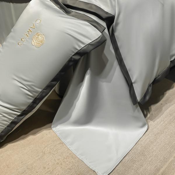 Luxury Washed Silk Embroidery Bedding Set Bed Cover Set for Hospital School Home