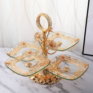 Golden Restaurant Exquisite Luxury Glass Storage Tray