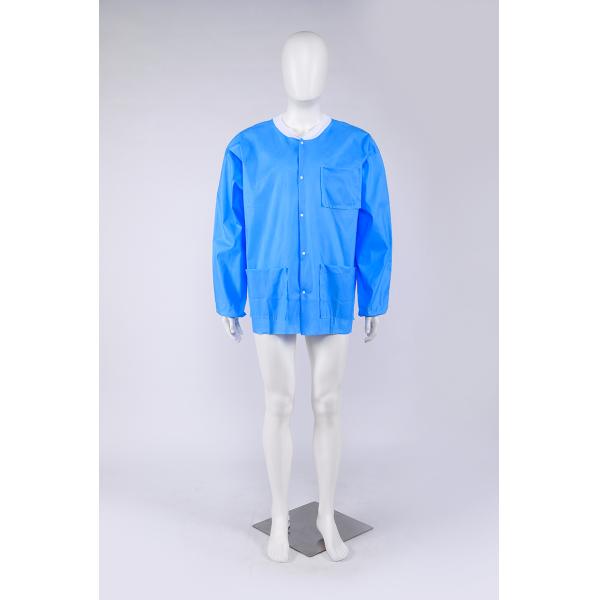 Disposable Lab Coat Nonwoven Lab Jackets with Knitted Collar and Cuff Lab uniform