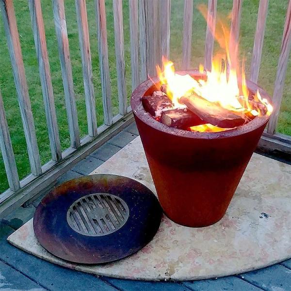 Camping Outdoor Corten Steel Garden Fireplace Fire Pit And Bbq Barbecue Grill