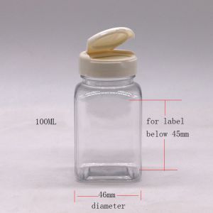 Medicine Bottle 100ml PET Square Plastic Bottle with Custom Colour and Various