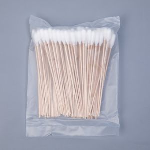 Disposal Wood Long Stick Cotton Swabs , Sterile Medicated Cotton Swabs