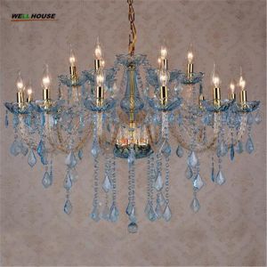 Blue Color Crystal Chandelier With Gold Metal (WH-CY-63)