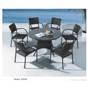 Quality 6pcs arm dining chairs with round table- 8305 for sale