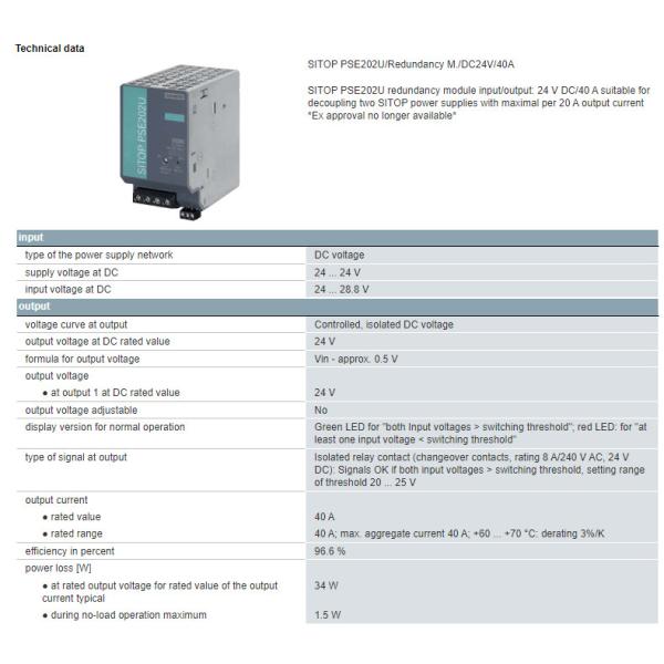 6EP1961-3BA21 Siemens SITOP PSE202U Redundancy Module power supply Original Brand New