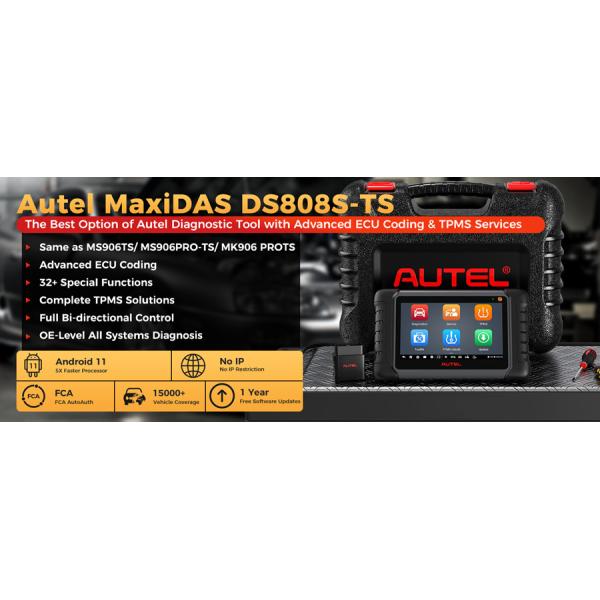 AUTEL MaxiDAS DS808S-TS Diagnostic Tool with Advanced ECU Coding & TPMS Services Upgraded of MP808S/ DS808TS