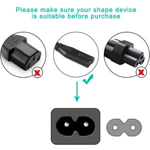 EU 2-Pin to C7 Power Cord 2.5A 250V for Electronics