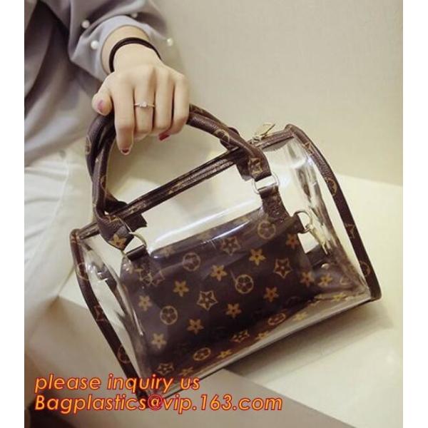 Buy travel stand up zipper pvc leather cosmetic pouch lady bag woman make up, mini Jelly Candy Bag, PVC Fashion Women Hand C at wholesale prices