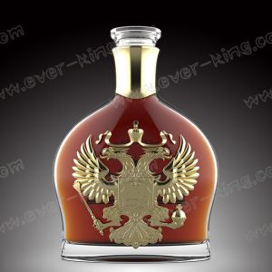 Metal Label Screen Printing 1.5L Rum Glass Bottle