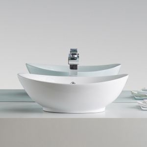 Oval Counter Top Bathroom Sink With Overflow 500mm 550mm