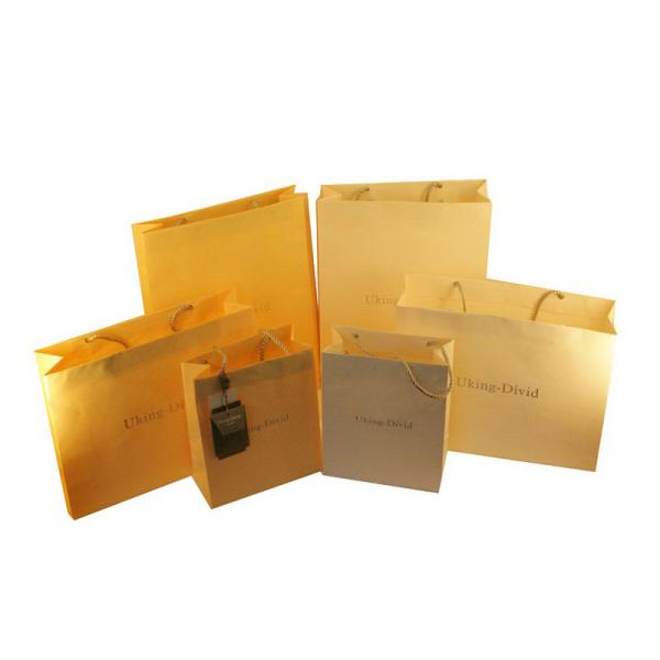 OEM Colorful Uking Divid 180g Recycle Paper Carrier Bag With Stamped / Embossed Logo