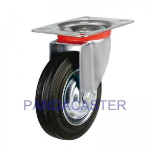 China 4 Inch Black Rubber Industrial Caster Wheels Rubber Wheel Top Plate on sale