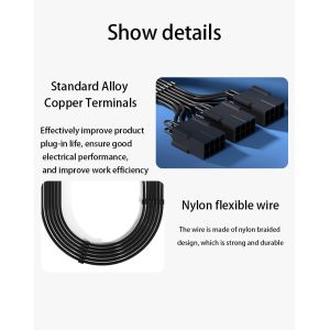 16Pin To 3x8Pin Extension Cable Kit RTX 4090 4080 PCI-E 5.0 Sleeved