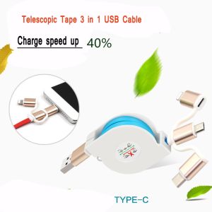 2.4A Quick Multi Charger Micro USB Cable 3 In 1 For IPhone Android Watch