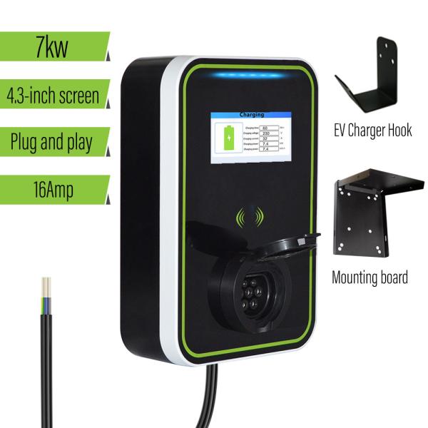 Buy Ev Charger  Electric Car Wall Mounted Ev Charger 7kw One phase  32A  With Plug And Play at wholesale prices