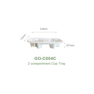 Zero Plastic Compostable Sugarcane Bagasse 2 Cup Carrier