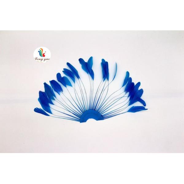 Dyed Pattern Party Decoration Stripped Coque Feather Flower Fan With Wire Accessory