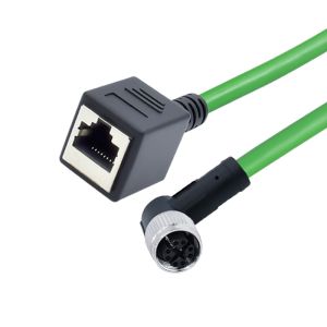 M12 X Code 8 Pin Male To Female Rj45 Adapter Cable Customized Length CE