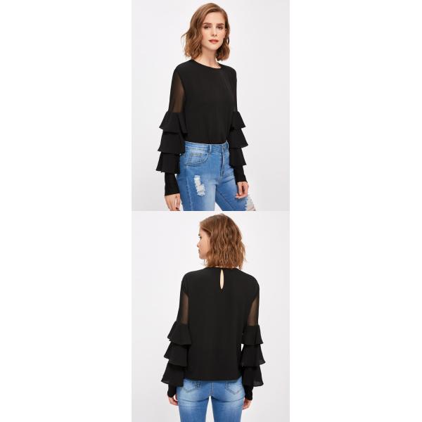 Guangzhou Clothing Factory Office Bell Sleeve Lady Blouse