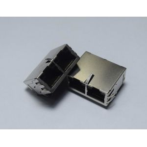 Quality Gigabit 2 Port RJ45 Receptacle Shielded Cat6 RJ45 Connectors Tab Down For Networking for sale