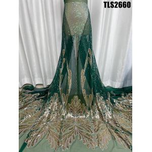 Fancy Sequin Embroidery Mesh French African Lace Fabric for Formal Dress Abaya