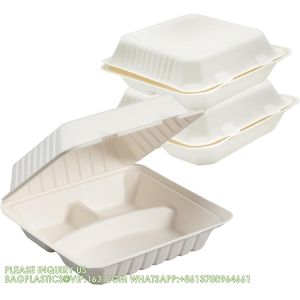 100% Compostable 3 Comp Take Out Food Containers Containers, Natural Disposable