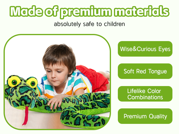 Wholesale MorisMos Giant Snake Stuffed Animal Stuffed Green Snake Plush Toy Kids Teens Snake Pillow Adults - Birthday Gifts