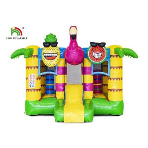 Kindergarten 3m Pink Inflatable Flamingo Bouncy Castle With Slide