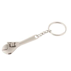 Mini Size Adjustable Silver Metal Wrench Spanner Key Chain Ring
