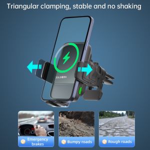 Wireless Iphone Magsafe Car Charger Automatic Calibration and Clamping