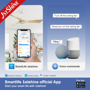 230V LED Ceiling Fan Lighting Remote Control and Fancy Wooden Blades for Home