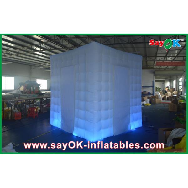 Advertising Booth Displays White Curtain Lighting Inflatable Photo Booth 210D Oxford Cloth