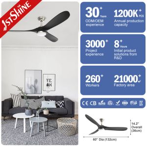 Modern Design 1stshine Ceiling Fan Light with Low Noise DC Motor and Time