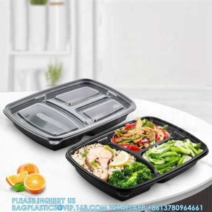 Takeaway Microwavable Plastic Disposable 3 Compartment Bento Food Storage Lunch