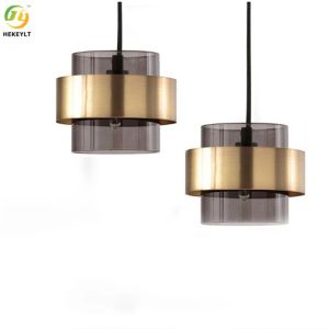 G9 Glass Metal Modern Pendant Light Smoky Grey Creative Art Lamp
